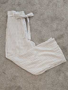 Beau Dawson Beige Linen-Blend Wide Leg Pants